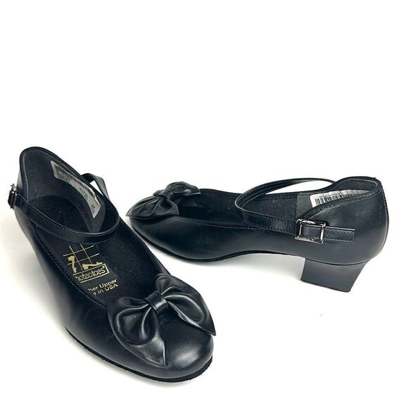 NWOB Tic Tac Toes STORMY Dance Black Mary Jane Shoes with Bow US 8W - Picture 3 of 12